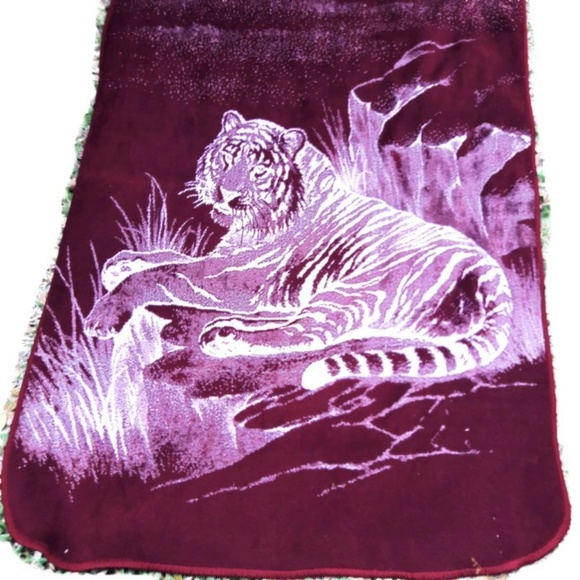 Marcos Other - SOLD 80s San Marcos Blanket Tiger Two Sided